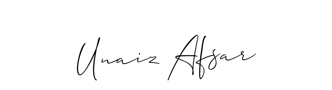 Make a short Unaiz Afsar signature style. Manage your documents anywhere anytime using Allison_Script. Create and add eSignatures, submit forms, share and send files easily. Unaiz Afsar signature style 2 images and pictures png