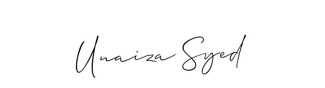 Make a short Unaiza Syed signature style. Manage your documents anywhere anytime using Allison_Script. Create and add eSignatures, submit forms, share and send files easily. Unaiza Syed signature style 2 images and pictures png