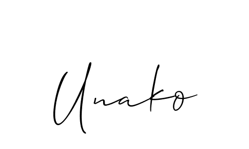 The best way (Allison_Script) to make a short signature is to pick only two or three words in your name. The name Unako include a total of six letters. For converting this name. Unako signature style 2 images and pictures png
