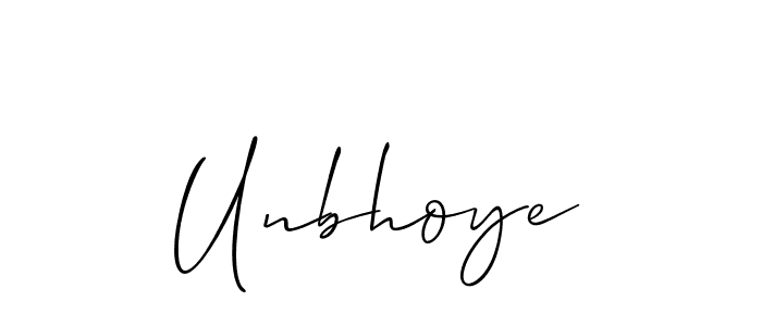 You should practise on your own different ways (Allison_Script) to write your name (Unbhoye) in signature. don't let someone else do it for you. Unbhoye signature style 2 images and pictures png