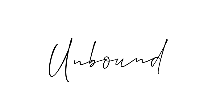 Design your own signature with our free online signature maker. With this signature software, you can create a handwritten (Allison_Script) signature for name Unbound. Unbound signature style 2 images and pictures png