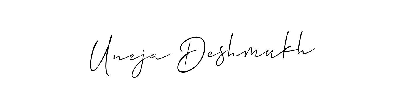 Make a beautiful signature design for name Uneja Deshmukh. With this signature (Allison_Script) style, you can create a handwritten signature for free. Uneja Deshmukh signature style 2 images and pictures png