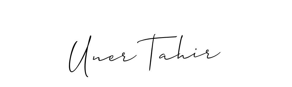 Use a signature maker to create a handwritten signature online. With this signature software, you can design (Allison_Script) your own signature for name Uner Tahir. Uner Tahir signature style 2 images and pictures png