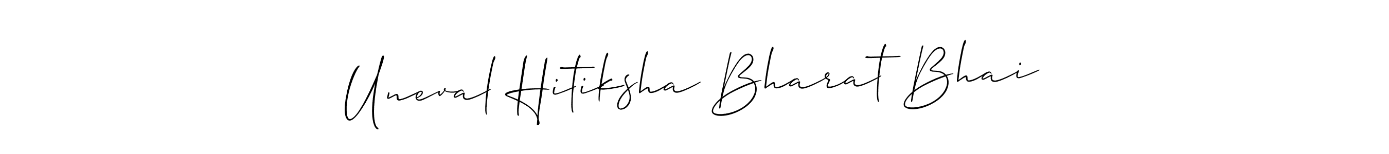 How to make Uneval Hitiksha Bharat Bhai signature? Allison_Script is a professional autograph style. Create handwritten signature for Uneval Hitiksha Bharat Bhai name. Uneval Hitiksha Bharat Bhai signature style 2 images and pictures png