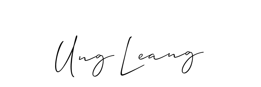 Create a beautiful signature design for name Ung Leang. With this signature (Allison_Script) fonts, you can make a handwritten signature for free. Ung Leang signature style 2 images and pictures png