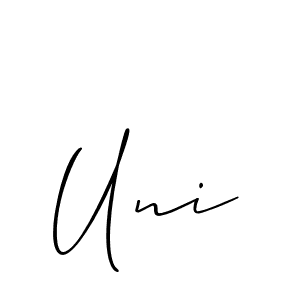 Make a beautiful signature design for name Uni. With this signature (Allison_Script) style, you can create a handwritten signature for free. Uni signature style 2 images and pictures png