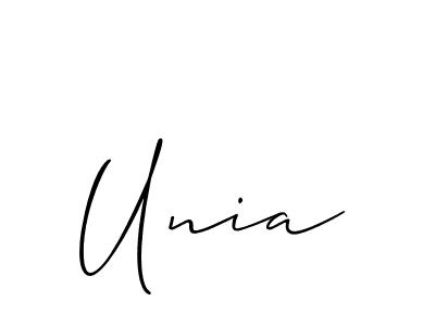 Unia stylish signature style. Best Handwritten Sign (Allison_Script) for my name. Handwritten Signature Collection Ideas for my name Unia. Unia signature style 2 images and pictures png