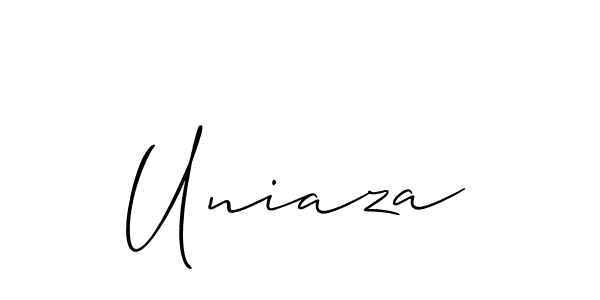 Use a signature maker to create a handwritten signature online. With this signature software, you can design (Allison_Script) your own signature for name Uniaza. Uniaza signature style 2 images and pictures png