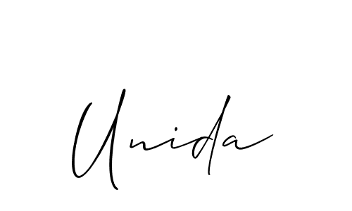 Create a beautiful signature design for name Unida. With this signature (Allison_Script) fonts, you can make a handwritten signature for free. Unida signature style 2 images and pictures png