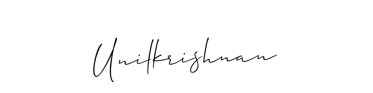 Create a beautiful signature design for name Unilkrishnan. With this signature (Allison_Script) fonts, you can make a handwritten signature for free. Unilkrishnan signature style 2 images and pictures png