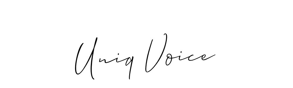 Create a beautiful signature design for name Uniq Voice. With this signature (Allison_Script) fonts, you can make a handwritten signature for free. Uniq Voice signature style 2 images and pictures png