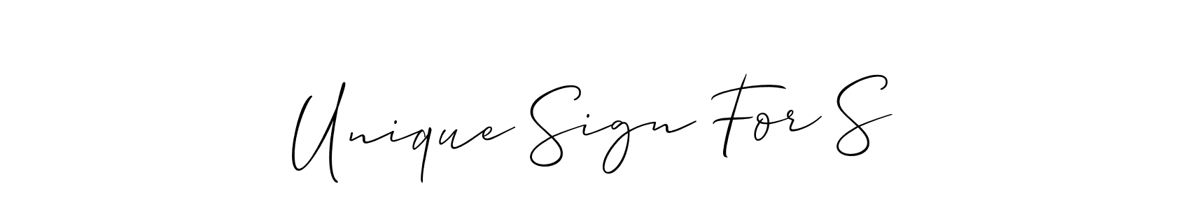 How to make Unique Sign For S signature? Allison_Script is a professional autograph style. Create handwritten signature for Unique Sign For S name. Unique Sign For S signature style 2 images and pictures png