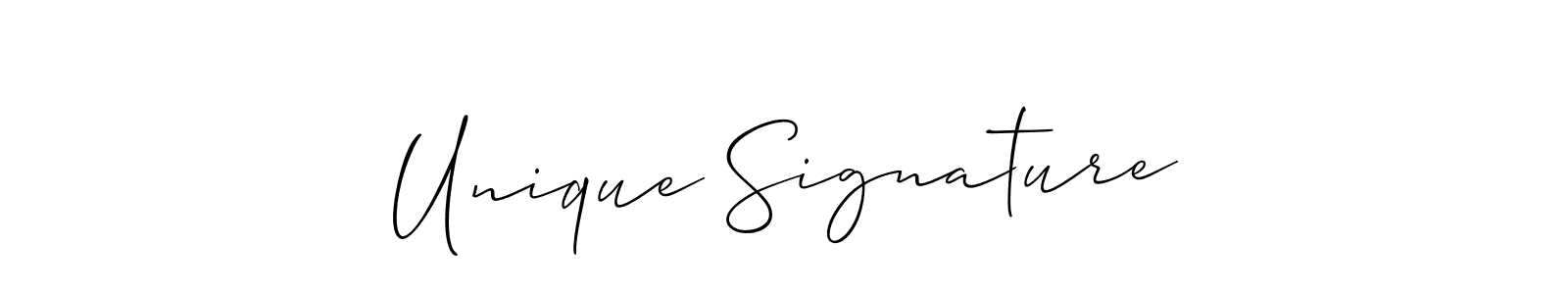 Allison_Script is a professional signature style that is perfect for those who want to add a touch of class to their signature. It is also a great choice for those who want to make their signature more unique. Get Unique Signature name to fancy signature for free. Unique Signature signature style 2 images and pictures png