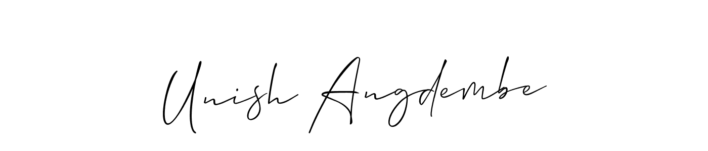 Similarly Allison_Script is the best handwritten signature design. Signature creator online .You can use it as an online autograph creator for name Unish Angdembe. Unish Angdembe signature style 2 images and pictures png