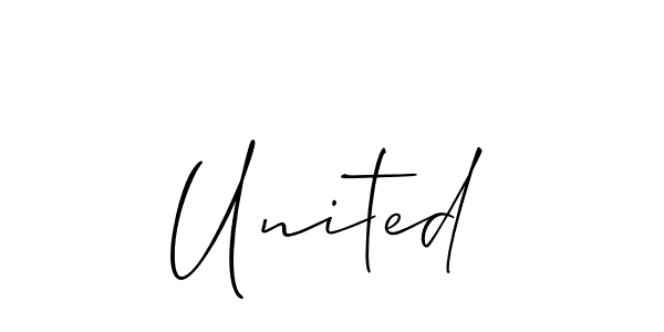 Design your own signature with our free online signature maker. With this signature software, you can create a handwritten (Allison_Script) signature for name United. United signature style 2 images and pictures png