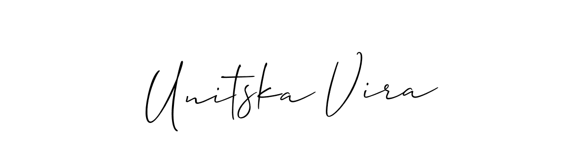 How to Draw Unitska Vira signature style? Allison_Script is a latest design signature styles for name Unitska Vira. Unitska Vira signature style 2 images and pictures png