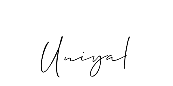 Use a signature maker to create a handwritten signature online. With this signature software, you can design (Allison_Script) your own signature for name Uniyal. Uniyal signature style 2 images and pictures png