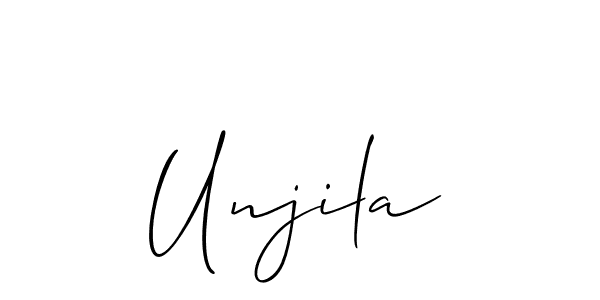 How to make Unjila signature? Allison_Script is a professional autograph style. Create handwritten signature for Unjila name. Unjila signature style 2 images and pictures png