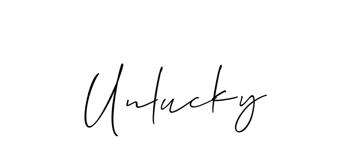 How to make Unlucky signature? Allison_Script is a professional autograph style. Create handwritten signature for Unlucky name. Unlucky signature style 2 images and pictures png