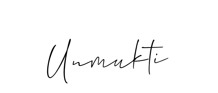 Use a signature maker to create a handwritten signature online. With this signature software, you can design (Allison_Script) your own signature for name Unmukti. Unmukti signature style 2 images and pictures png