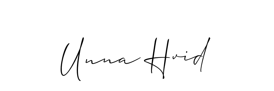 Make a short Unna Hvid signature style. Manage your documents anywhere anytime using Allison_Script. Create and add eSignatures, submit forms, share and send files easily. Unna Hvid signature style 2 images and pictures png