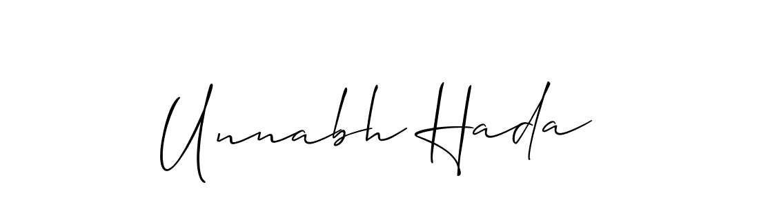 Create a beautiful signature design for name Unnabh Hada. With this signature (Allison_Script) fonts, you can make a handwritten signature for free. Unnabh Hada signature style 2 images and pictures png