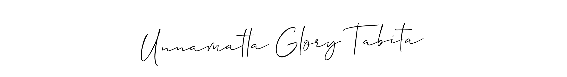 Also You can easily find your signature by using the search form. We will create Unnamatla Glory Tabita name handwritten signature images for you free of cost using Allison_Script sign style. Unnamatla Glory Tabita signature style 2 images and pictures png
