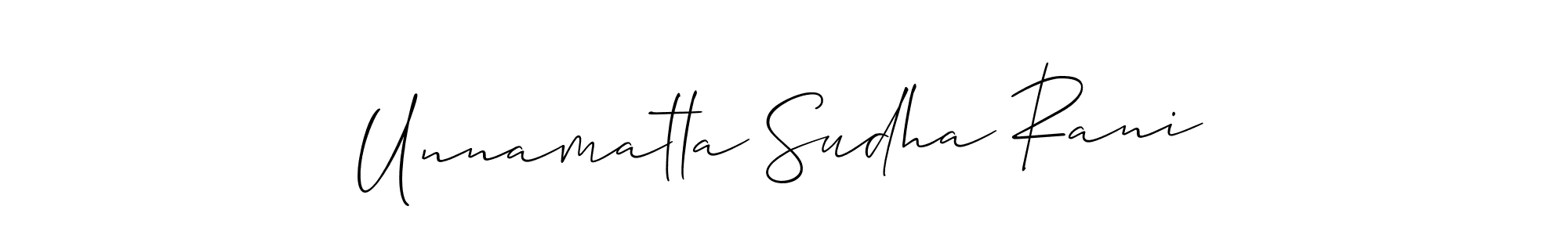 Also we have Unnamatla Sudha Rani name is the best signature style. Create professional handwritten signature collection using Allison_Script autograph style. Unnamatla Sudha Rani signature style 2 images and pictures png