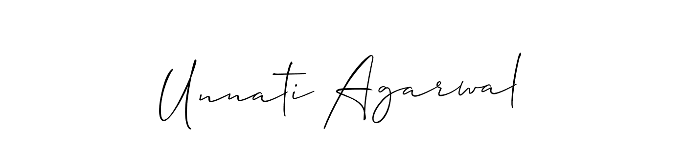 Allison_Script is a professional signature style that is perfect for those who want to add a touch of class to their signature. It is also a great choice for those who want to make their signature more unique. Get Unnati Agarwal name to fancy signature for free. Unnati Agarwal signature style 2 images and pictures png