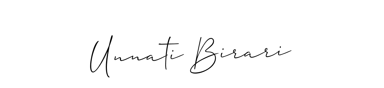 How to make Unnati Birari name signature. Use Allison_Script style for creating short signs online. This is the latest handwritten sign. Unnati Birari signature style 2 images and pictures png