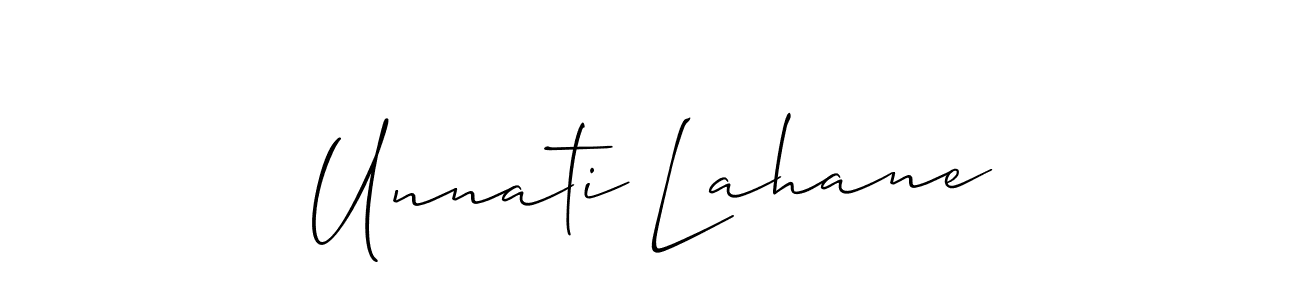 Design your own signature with our free online signature maker. With this signature software, you can create a handwritten (Allison_Script) signature for name Unnati Lahane. Unnati Lahane signature style 2 images and pictures png