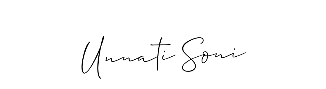 Make a beautiful signature design for name Unnati Soni. With this signature (Allison_Script) style, you can create a handwritten signature for free. Unnati Soni signature style 2 images and pictures png