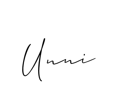 Allison_Script is a professional signature style that is perfect for those who want to add a touch of class to their signature. It is also a great choice for those who want to make their signature more unique. Get Unni name to fancy signature for free. Unni signature style 2 images and pictures png