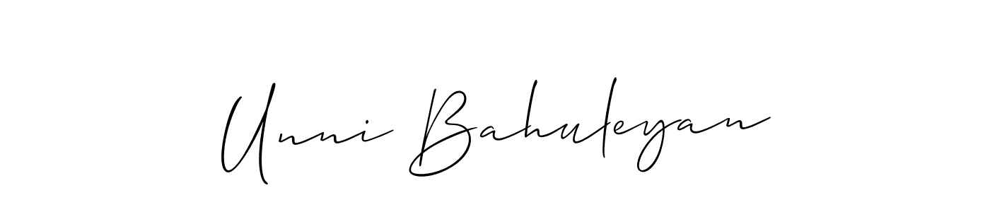 Also we have Unni Bahuleyan name is the best signature style. Create professional handwritten signature collection using Allison_Script autograph style. Unni Bahuleyan signature style 2 images and pictures png