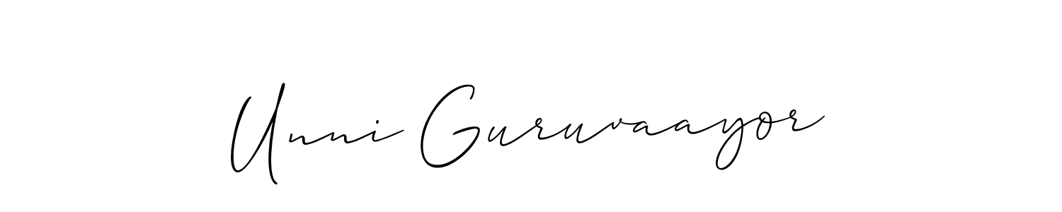 Unni Guruvaayor stylish signature style. Best Handwritten Sign (Allison_Script) for my name. Handwritten Signature Collection Ideas for my name Unni Guruvaayor. Unni Guruvaayor signature style 2 images and pictures png