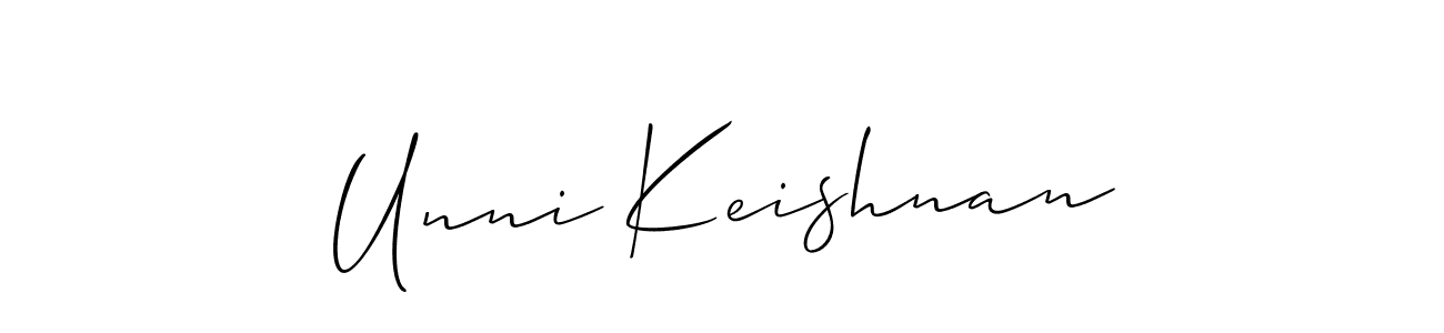 It looks lik you need a new signature style for name Unni Keishnan. Design unique handwritten (Allison_Script) signature with our free signature maker in just a few clicks. Unni Keishnan signature style 2 images and pictures png