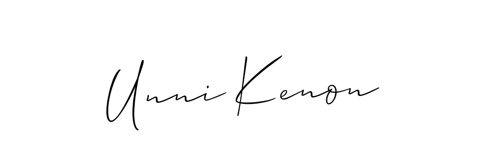 Make a short Unni Kenon signature style. Manage your documents anywhere anytime using Allison_Script. Create and add eSignatures, submit forms, share and send files easily. Unni Kenon signature style 2 images and pictures png