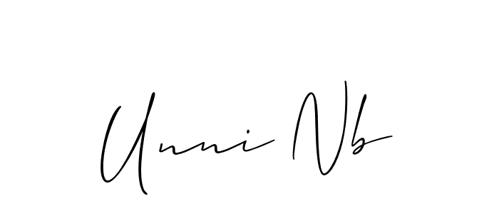 Similarly Allison_Script is the best handwritten signature design. Signature creator online .You can use it as an online autograph creator for name Unni Nb. Unni Nb signature style 2 images and pictures png