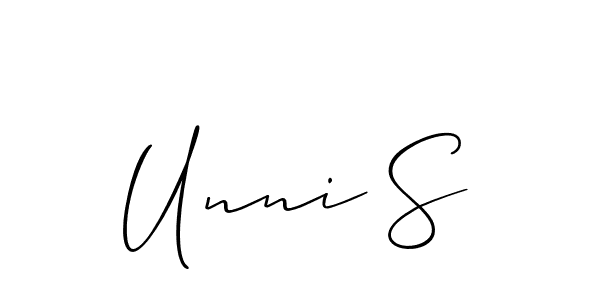 Also You can easily find your signature by using the search form. We will create Unni S name handwritten signature images for you free of cost using Allison_Script sign style. Unni S signature style 2 images and pictures png