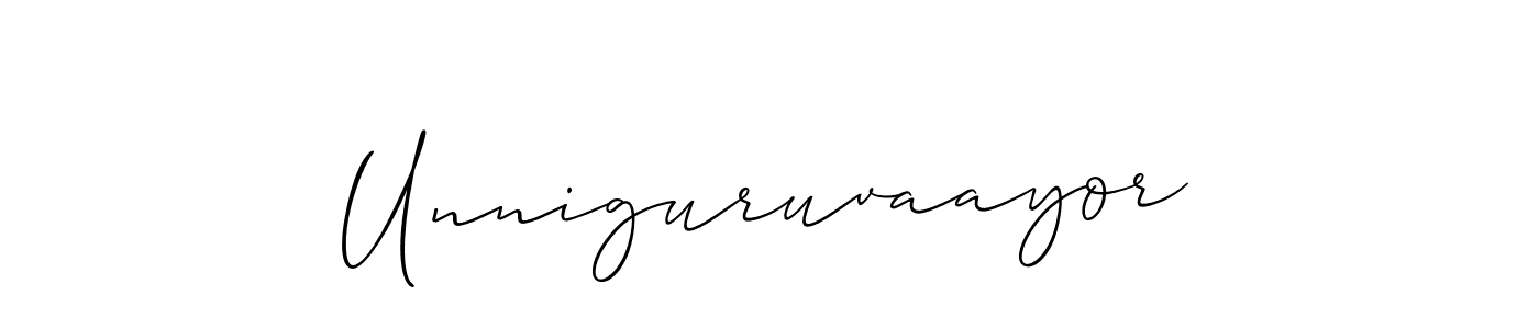 Use a signature maker to create a handwritten signature online. With this signature software, you can design (Allison_Script) your own signature for name Unniguruvaayor. Unniguruvaayor signature style 2 images and pictures png