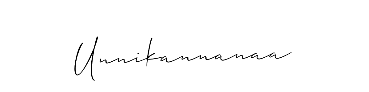 Create a beautiful signature design for name Unnikannanaa. With this signature (Allison_Script) fonts, you can make a handwritten signature for free. Unnikannanaa signature style 2 images and pictures png