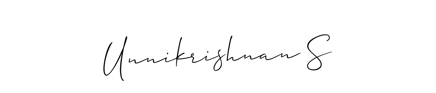 Unnikrishnan S stylish signature style. Best Handwritten Sign (Allison_Script) for my name. Handwritten Signature Collection Ideas for my name Unnikrishnan S. Unnikrishnan S signature style 2 images and pictures png