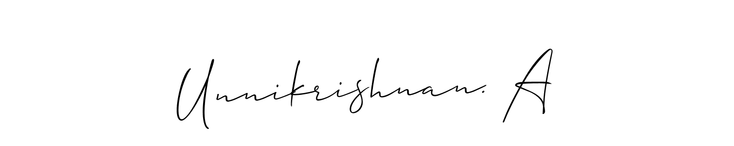 Also we have Unnikrishnan. A name is the best signature style. Create professional handwritten signature collection using Allison_Script autograph style. Unnikrishnan. A signature style 2 images and pictures png