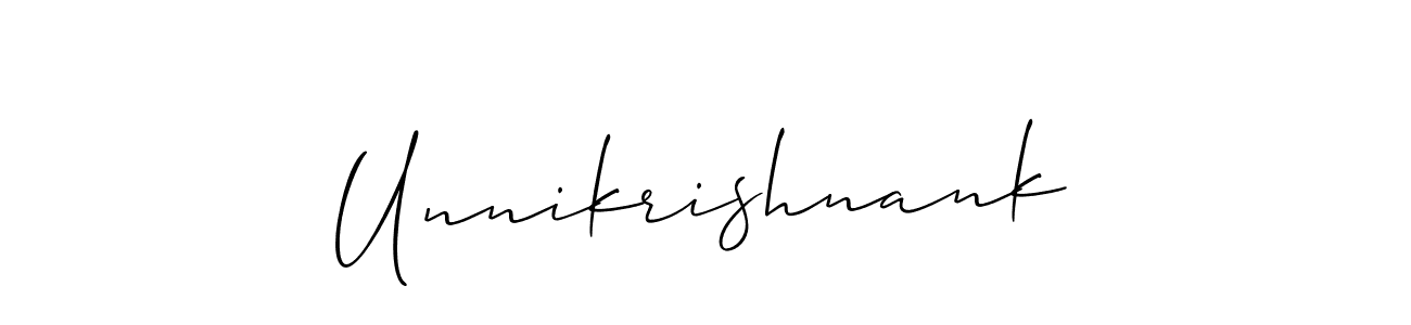 Make a short Unnikrishnank signature style. Manage your documents anywhere anytime using Allison_Script. Create and add eSignatures, submit forms, share and send files easily. Unnikrishnank signature style 2 images and pictures png