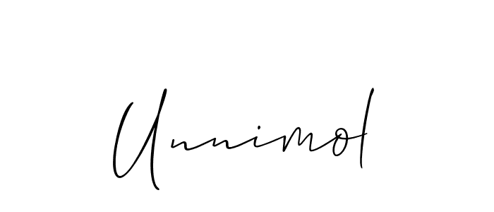 Use a signature maker to create a handwritten signature online. With this signature software, you can design (Allison_Script) your own signature for name Unnimol. Unnimol signature style 2 images and pictures png