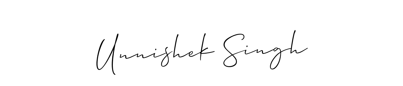 Create a beautiful signature design for name Unnishek Singh. With this signature (Allison_Script) fonts, you can make a handwritten signature for free. Unnishek Singh signature style 2 images and pictures png