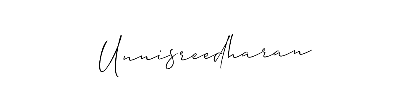 It looks lik you need a new signature style for name Unnisreedharan. Design unique handwritten (Allison_Script) signature with our free signature maker in just a few clicks. Unnisreedharan signature style 2 images and pictures png