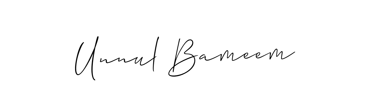 You should practise on your own different ways (Allison_Script) to write your name (Unnul Bameem) in signature. don't let someone else do it for you. Unnul Bameem signature style 2 images and pictures png