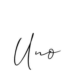 Make a beautiful signature design for name Uno. With this signature (Allison_Script) style, you can create a handwritten signature for free. Uno signature style 2 images and pictures png