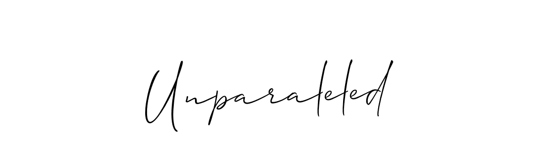 Use a signature maker to create a handwritten signature online. With this signature software, you can design (Allison_Script) your own signature for name Unparaleled. Unparaleled signature style 2 images and pictures png